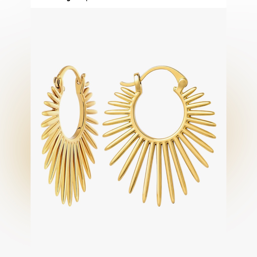 Gorgeous Rare Neiman Marcus 18kt Vermeil Sunburst Hoop Earrings